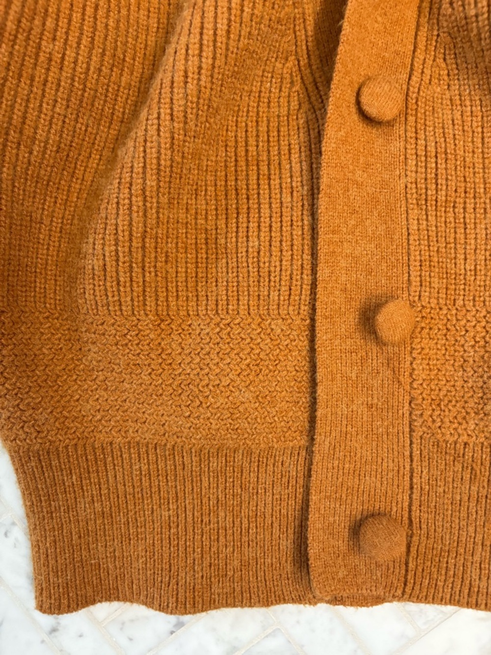 7 For All Mankind Rust Brown Button-Front Ribbed Cardigan - Picture 3 of 4